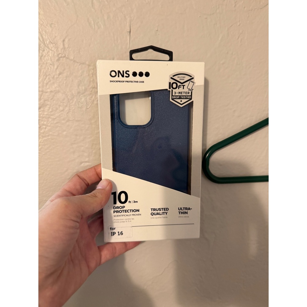 ONS Shockproof Protective Case for iPhone 16 Navy Blue 10ft Drop Cover Case